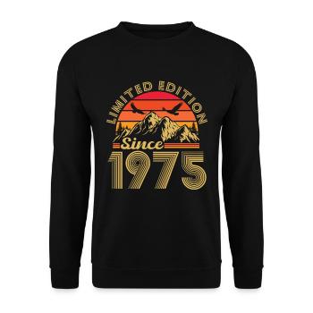 1975 Vintage Retro Geburtstagsgeschenk - Unisex Pullover - Schwarz - Vorne - Alina (178cm) & Michal (187cm)