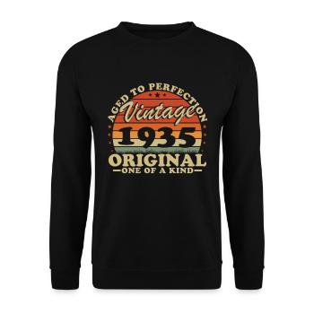 Original 1935 Vintage Retro Anniversary Gift - Unisex Sweatshirt - black - Front - Alina (178cm) & Michal (187cm)
