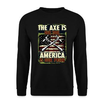 Woodworker Lumberjack United States Apparel - Unisex Sweatshirt - black - Front - Alina (178cm) & Michal (187cm)