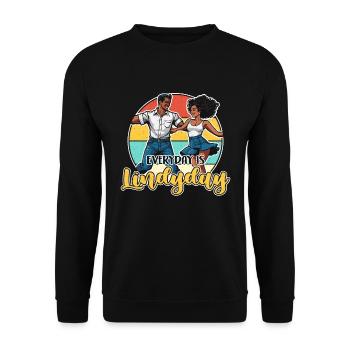 Swing Dance Everyday Is Lindyday Retro Dancing - Unisex Pullover - Schwarz - Vorne - Alina (178cm) & Michal (187cm)