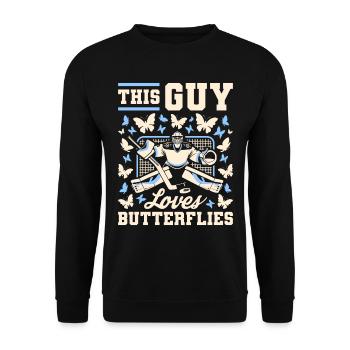 Gardien de but de hockey sur glace Gardien de but papillon - Sweat-shirt Unisexe - noir - Devant - Alina (178cm) & Michal (187cm)