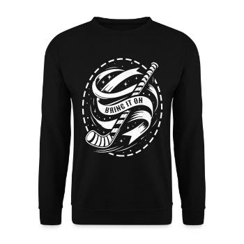 Ice Hockey Goalkeeper Hockey Stick - Unisex Sweatshirt - black - Front - Alina (178cm) & Michal (187cm)