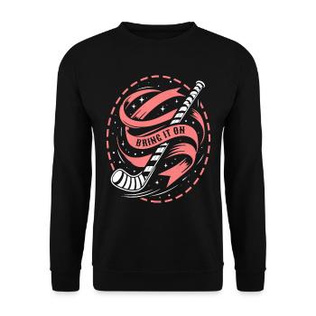 Ice Hockey Goalkeeper Hockey Stick - Unisex Sweatshirt - black - Front - Alina (178cm) & Michal (187cm)