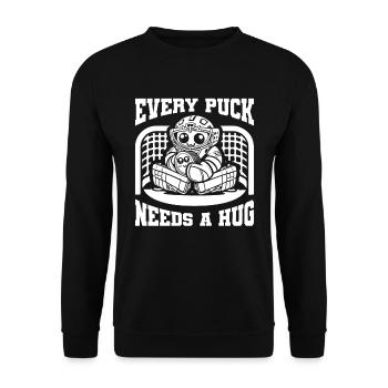 Eishockey Torwart Torwart Puck - Unisex Pullover - Schwarz - Vorne - Alina (178cm) & Michal (187cm)