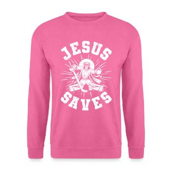 Eishockey Torwart Jesus Saves Hockey - Unisex Pullover - Pink - Vorne
