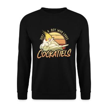 Cockatiel Just A Boy Who Loves Ornamental Bird - Unisex Sweatshirt - black - Front - Alina (178cm) & Michal (187cm)