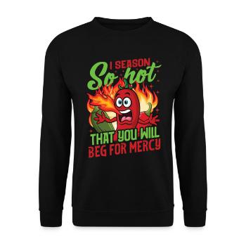 Red Hot Chili Sauce Spicy Food Lover Apparel - Unisex Pullover - Schwarz - Vorne - Alina (178cm) & Michal (187cm)