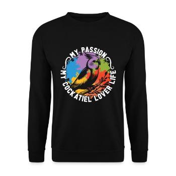 Amoureux des calopsittes Ma passion Mon perroquet Observation des oiseaux - Sweat-shirt Unisexe - noir - Devant - Alina (178cm) & Michal (187cm)