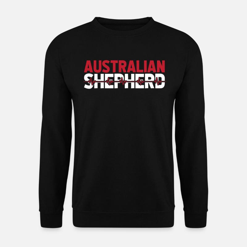 Australian Shepherd Ekg Heartbeat - Unisex Sweatshirt - black