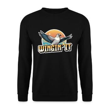 Pigeon voyageur Wingin' It Bird Lover Course de pigeons - Sweat-shirt Unisexe - noir - Devant - Alina (178cm) & Michal (187cm)