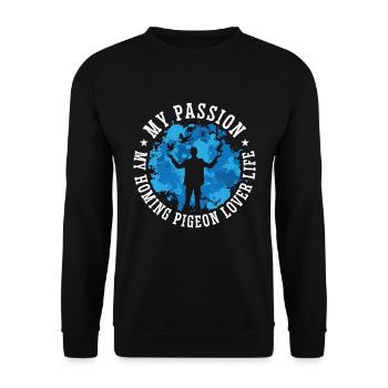 Pigeon voyageur Ma passion Mon éleveur de pigeons voyageurs - Sweat-shirt Unisexe - noir - Devant - Alina (178cm) & Michal (187cm)
