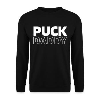 Eishockey Torwart Puck Daddy - Unisex Pullover - Schwarz - Vorne - Alina (178cm) & Michal (187cm)