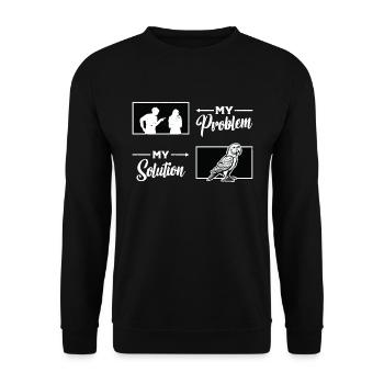Amoureux des perroquets Mon problème Ma solution Pictogramme Maman - Sweat-shirt Unisexe - noir - Devant - Alina (178cm) & Michal (187cm)