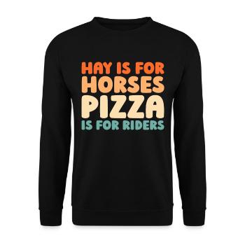Pferd Reitsport Pizza - Unisex Pullover - Schwarz - Vorne - Alina (178cm) & Michal (187cm)