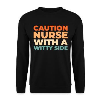 Krankenschwester - Unisex Pullover - Schwarz - Vorne - Alina (178cm) & Michal (187cm)