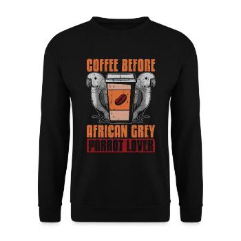 African Grey Parrot Coffee Bird Owner Coffee Lover - Unisex Pullover - Schwarz - Vorne - Alina (178cm) & Michal (187cm)