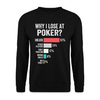 Poker Enthusiast Poker Chips Card Games - Unisex Sweatshirt - black - Front - Alina (178cm) & Michal (187cm)
