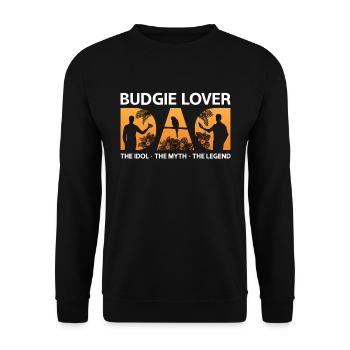 Budgie Lover Dad The Idol The Myth Parakeet Owner - Unisex Sweatshirt - black - Front - Alina (178cm) & Michal (187cm)
