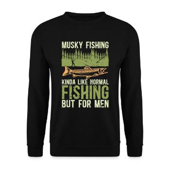 Pêche musquée un peu comme un amateur de canne à pêche normal - Sweat-shirt Unisexe - noir - Devant - Alina (178cm) & Michal (187cm)