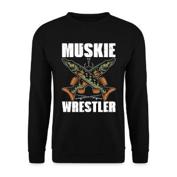 Pêche musquée Muskie Lutteur Prédateur Amateur De Poissons - Sweat-shirt Unisexe - noir - Devant - Alina (178cm) & Michal (187cm)