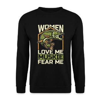 Musky Fishing Women Love Me Muskie Predatory Fish - Sweat-shirt Unisexe - noir - Devant - Alina (178cm) & Michal (187cm)