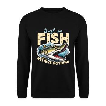 Musky Fishing Trust No Fish Believe Fishing Lover - Unisex Sweatshirt - black - Front - Alina (178cm) & Michal (187cm)