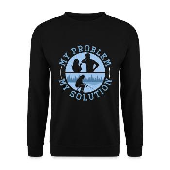 Pêcheur sur glace Mon problème Mon pictogramme Papa Maman - Sweat-shirt Unisexe - noir - Devant - Alina (178cm) & Michal (187cm)