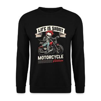 Motorrad Biker Motorbike - Unisex Pullover - Schwarz - Vorne - Alina (178cm) & Michal (187cm)