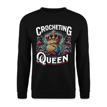 Crocheter Crochet Crocheting Queen Lady Girl - Unisex Pullover - Schwarz - Vorne - Alina (178cm) & Michal (187cm)