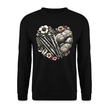 Häkeln Crochet Fil à crocheter Cool Heart - Sweat-shirt Unisexe - noir - Devant - Alina (178cm) & Michal (187cm)