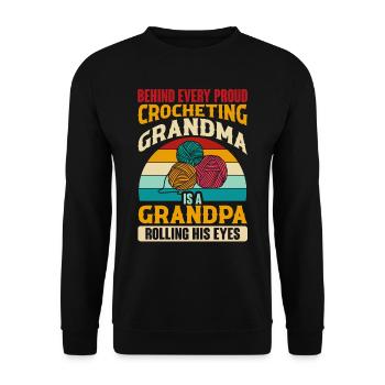 Crochet Crochet Fil Grand-mère Grand-père - Sweat-shirt Unisexe - noir - Devant - Alina (178cm) & Michal (187cm)