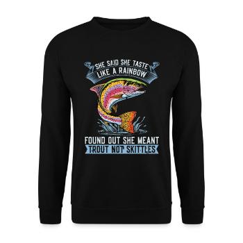 Pêche à la truite Elle a dit qu’elle avait le goût de la pêche à la mouche - Sweat-shirt Unisexe - noir - Devant - Alina (178cm) & Michal (187cm)