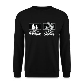 Pêcheur de maskinongé Mon problème Mon pictogramme Maman Papa - Sweat-shirt Unisexe - noir - Devant - Alina (178cm) & Michal (187cm)