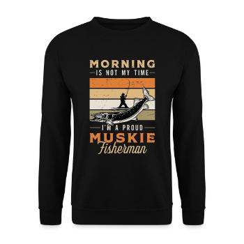Le matin du pêcheur de maskinongé n’est pas ma pêche au maskinongé - Sweat-shirt Unisexe - noir - Devant - Alina (178cm) & Michal (187cm)