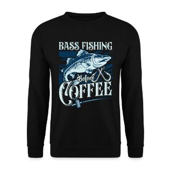 Bass Fishing Before Loves Fly Fishing Coffee Lover - Sweat-shirt Unisexe - noir - Devant - Alina (178cm) & Michal (187cm)