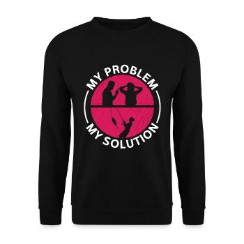 Pêcheur d’achigan Mon problème Mon pictogramme Maman Papa - Sweat-shirt Unisexe - noir - Devant - Alina (178cm) & Michal (187cm)