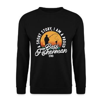 Bass Fisherman A Short Story I Am A Fishing Lover - Unisex Pullover - Schwarz - Vorne - Alina (178cm) & Michal (187cm)