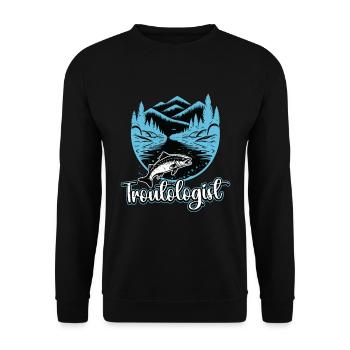 Pêche à la truite Troutologue Pêche à la mouche Pêcheur - Sweat-shirt Unisexe - noir - Devant - Alina (178cm) & Michal (187cm)