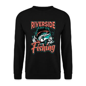 Trout Fishing Riverside Fishing Lover Fisherman - Unisex Pullover - Schwarz - Vorne - Alina (178cm) & Michal (187cm)