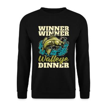Walleye Fishing Winner Winner Walleye Boating - Unisex Pullover - Schwarz - Vorne - Alina (178cm) & Michal (187cm)