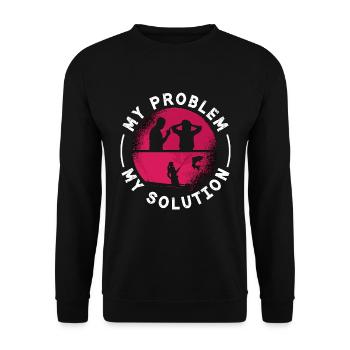 Pêcheur de truites Mon problème Mon pictogramme Maman Papa - Sweat-shirt Unisexe - noir - Devant - Alina (178cm) & Michal (187cm)