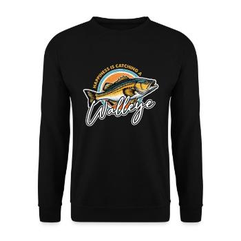 Le bonheur de la pêche au doré est d’attraper une canne à pêche - Sweat-shirt Unisexe - noir - Devant - Alina (178cm) & Michal (187cm)