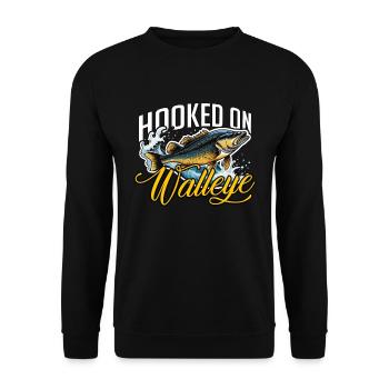 Walleye Fishing Hooked On Walleye Boating Lover - Unisex Sweatshirt - black - Front - Alina (178cm) & Michal (187cm)