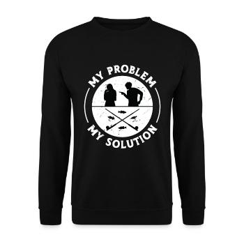 Pêcheur à la mouche Mon problème Mon pictogramme Maman Papa - Sweat-shirt Unisexe - noir - Devant - Alina (178cm) & Michal (187cm)