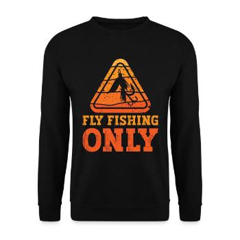 Fly Fishing Only Trout Bass Fishing Fly Fisherman - Unisex Pullover - Schwarz - Vorne - Alina (178cm) & Michal (187cm)