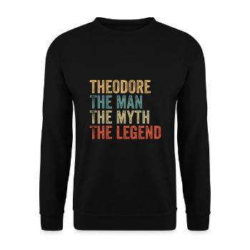 Theodore the man the myth - Unisex Sweatshirt - black - Front - Alina (178cm) & Michal (187cm)