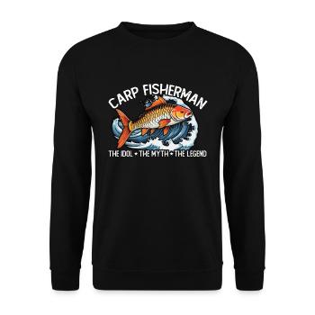 Carp Fisherman Dad The Idol The Myth The Fisherman - Unisex Pullover - Schwarz - Vorne - Alina (178cm) & Michal (187cm)