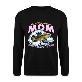 Maman pêcheur de carpe L’idole Le mythe Amateur de pêche - Sweat-shirt Unisexe - noir - Devant - Alina (178cm) & Michal (187cm)