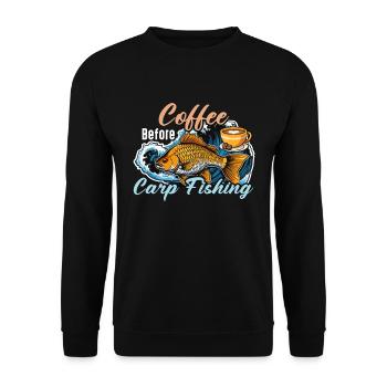 Carpe, pêcheur, café, poisson, chasse, amateur de café - Sweat-shirt Unisexe - noir - Devant - Alina (178cm) & Michal (187cm)