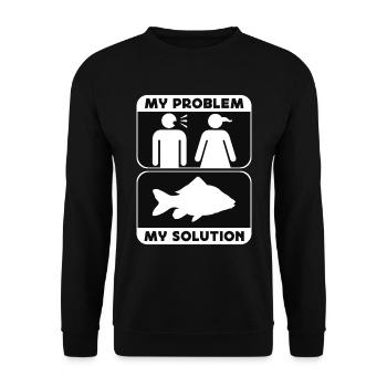 Pêcheur de carpe Mon problème Mon pictogramme Maman Papa - Sweat-shirt Unisexe - noir - Devant - Alina (178cm) & Michal (187cm)
